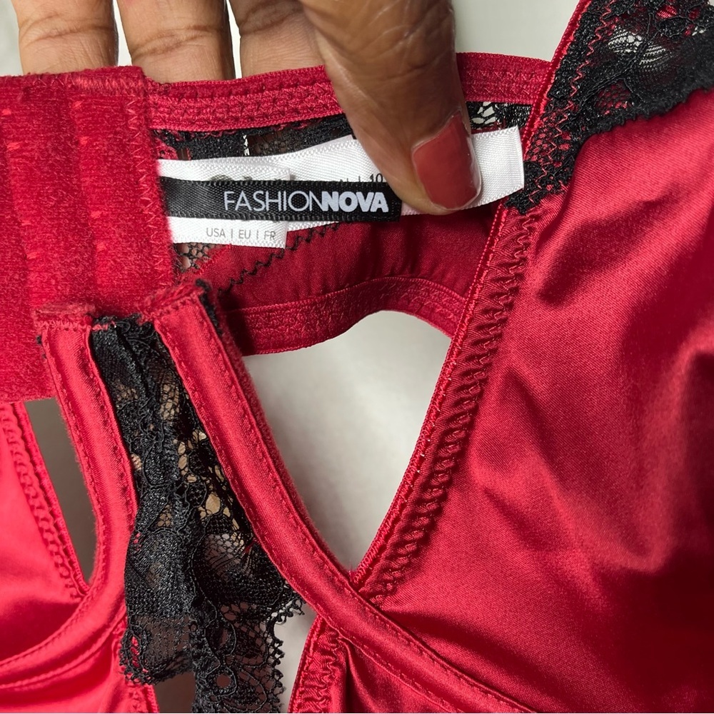 NWT Fashion Nova Soft Kisses Satin/Lace Babydoll Bra Top Lingerie Size 2X. - Picture 3 of 12